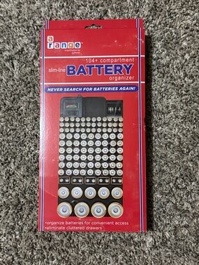 Slim-Line Battery Organizer 104+ Compartments with Battery Tester